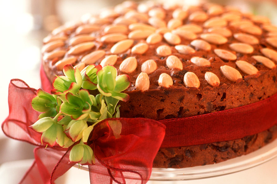 Christmas fruit cake with almonds
